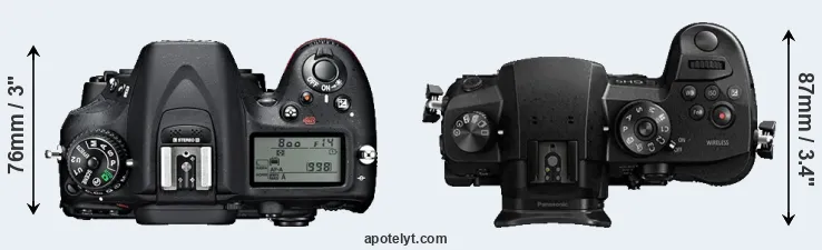 Compare D7100 versus GH5 top