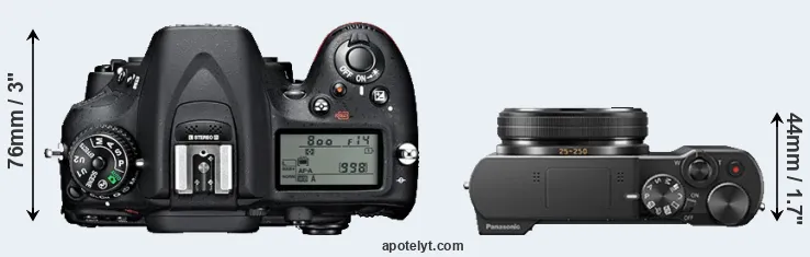 Compare D7100 versus TZ100 top