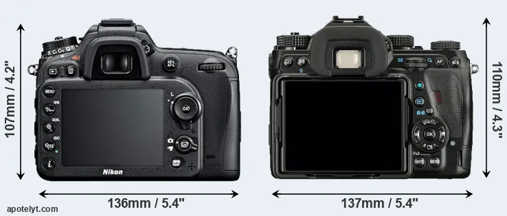 Comparison D7100 or K-1 rear