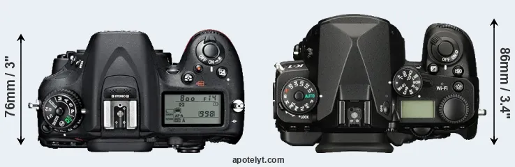 Compare D7100 versus K-1 top