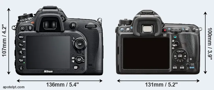 Comparison D7100 or K-3 II rear