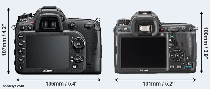 Comparison D7100 or K-3 rear