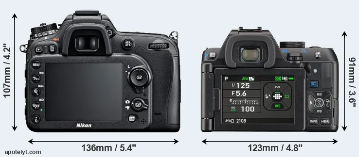 Comparison D7100 or K-S2 rear