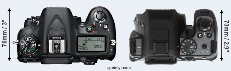 Compare D7100 versus K-S2 top