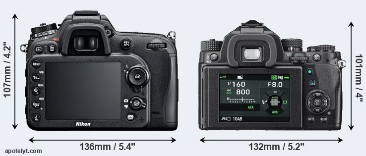 Comparison D7100 or KP rear
