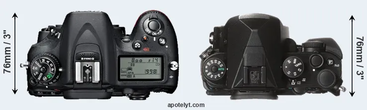 Compare D7100 versus KP top
