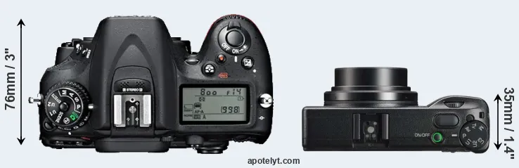 Compare D7100 versus GR IIIx top