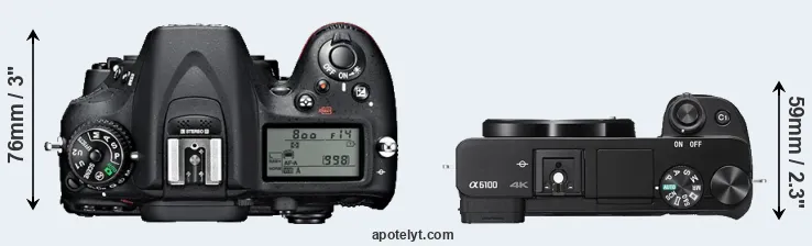 Compare D7100 versus A6100 top
