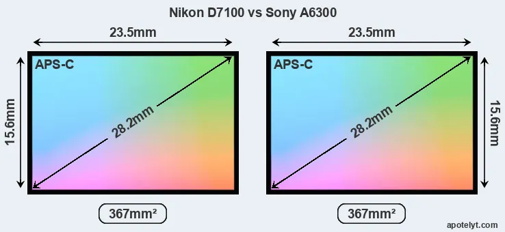 Nikon D7100 and Sony A6300 sensor measures