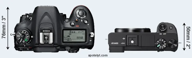 Compare D7100 versus A6400 top
