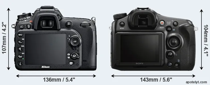 Comparison D7100 or A68 rear