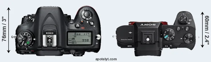 Compare D7100 versus A7 II top