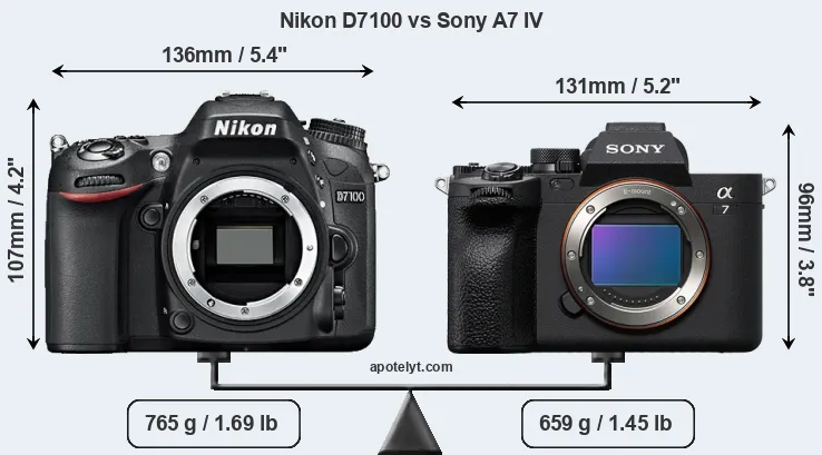 Size Nikon D7100 vs Sony A7 IV
