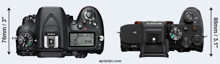 Compare D7100 versus A7 IV top