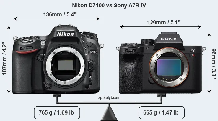 Size Nikon D7100 vs Sony A7R IV