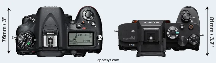 Compare D7100 versus A7S III top