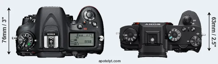 Compare D7100 versus A9 top