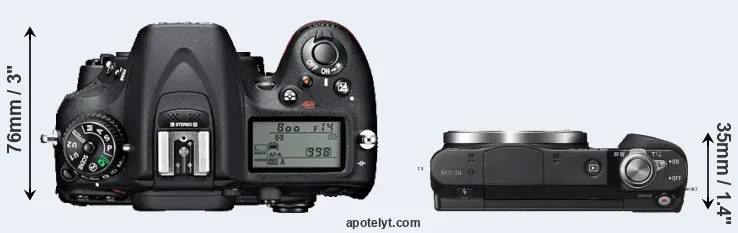 Compare D7100 versus NEX-3N top