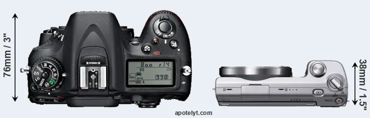 Compare D7100 versus NEX-5 top