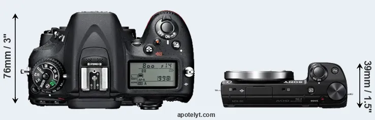 Compare D7100 versus NEX-5R top