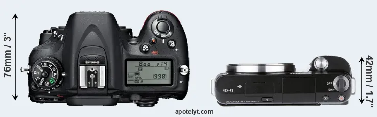 Compare D7100 versus NEX-F3 top