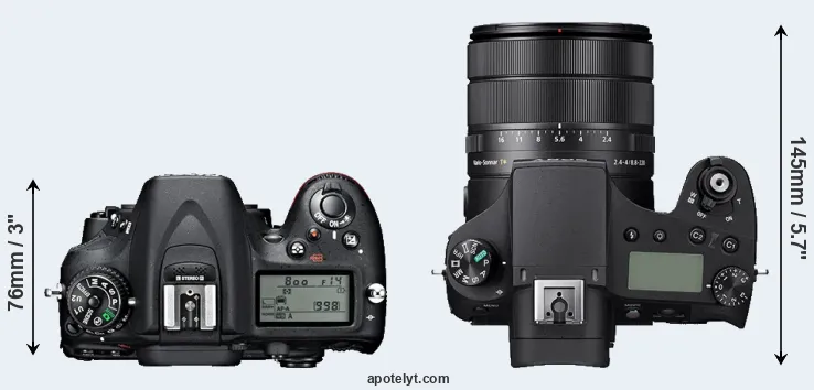 Compare D7100 versus RX10 IV top