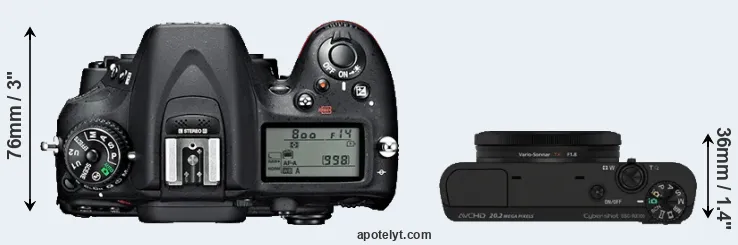 Compare D7100 versus RX100 top
