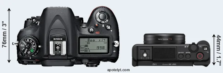 Compare D7100 versus ZV-1 top