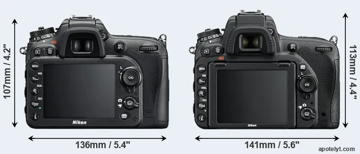 Comparison D7200 or D750 rear