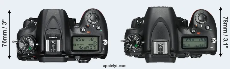 Compare D7200 versus D750 top