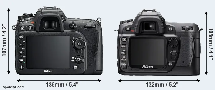 Comparison D7200 or D80 rear