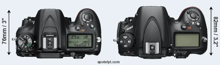 Compare D7200 versus D800E top
