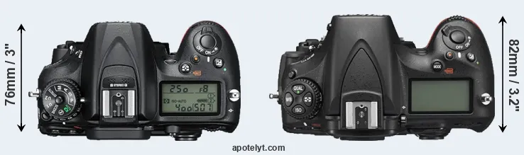 Compare D7200 versus D810 top