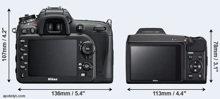 Comparison D7200 or L840 rear