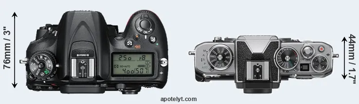 Compare D7200 versus Z fc top