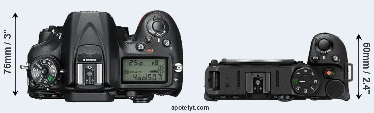Compare D7200 versus Z30 top
