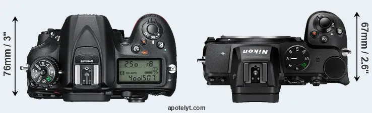 Compare D7200 versus Z5 top