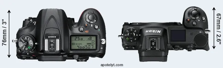 Compare D7200 versus Z7 top