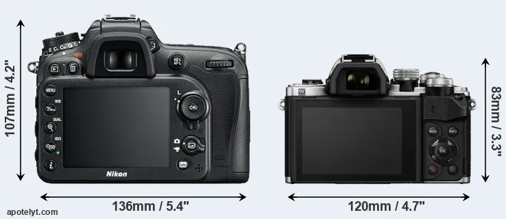 Comparison D7200 or E-M10 II rear