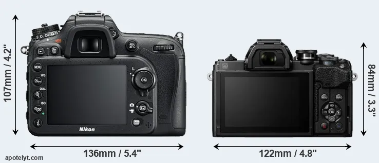Comparison D7200 or E-M10 IV rear