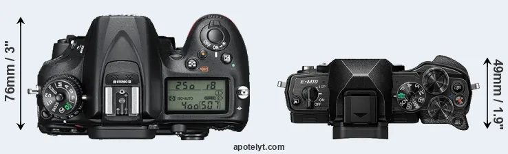 Compare D7200 versus E-M10 IV top