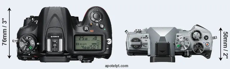 Compare D7200 versus E-M5 III top