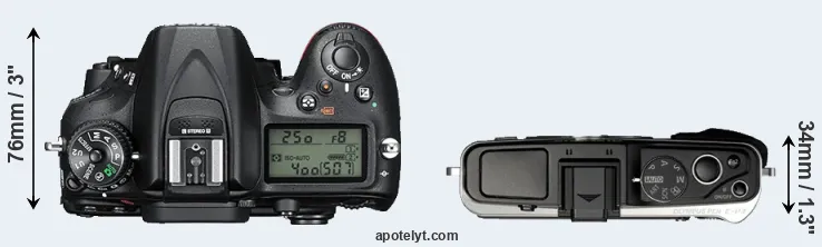 Compare D7200 versus E-P3 top