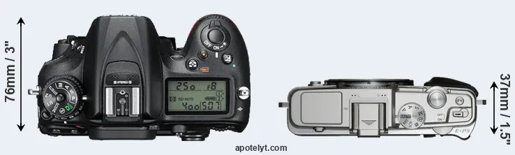 Compare D7200 versus E-P5 top