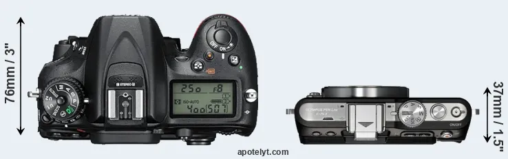 Compare D7200 versus E-PL3 top