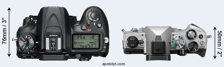 Compare D7200 versus OM-5 top