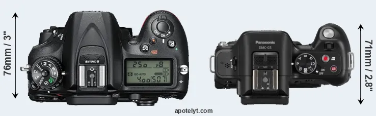Compare D7200 versus G5 top