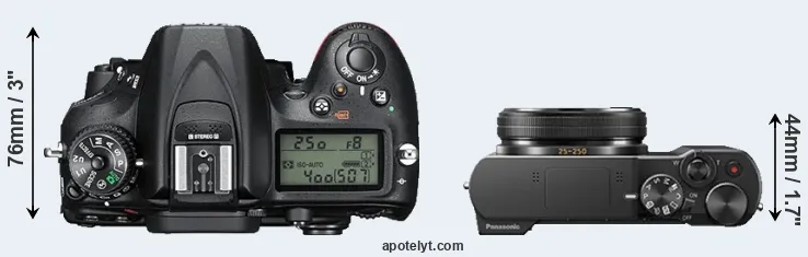 Compare D7200 versus TZ100 top