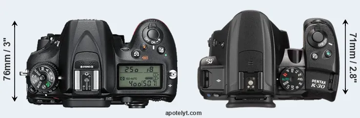 Compare D7200 versus K-30 top