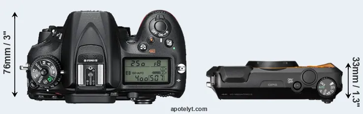 Compare D7200 versus WG-6 top